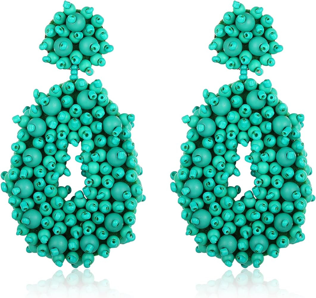 Statement Drop Earrings - Bohemian Beaded Teardrop Dangle Earrings Gift for Women | Amazon (US)