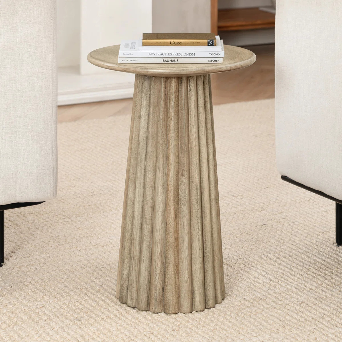 Tilly Round Top Solid Wood End Table with Fluted Base | Wayfair North America