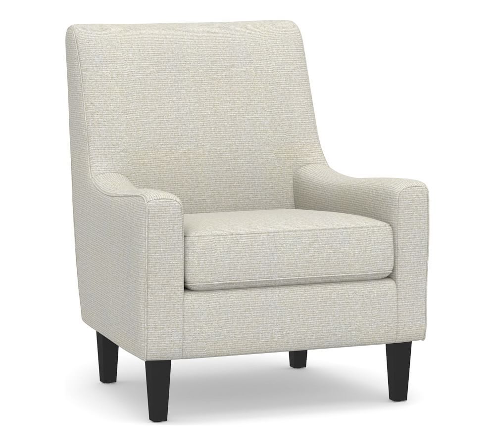 SoMa Isaac Upholstered Armchair, Polyester Wrapped Cushions, Park Weave Ivory | Pottery Barn (US)