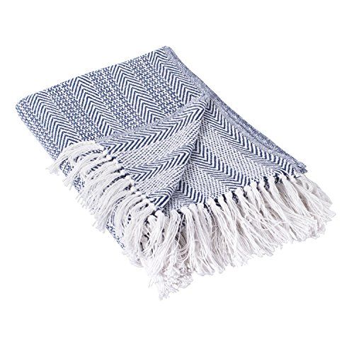 DII Herringbone Striped Collection Cotton Throw Blanket, 50x60, Nautical Blue | Amazon (US)