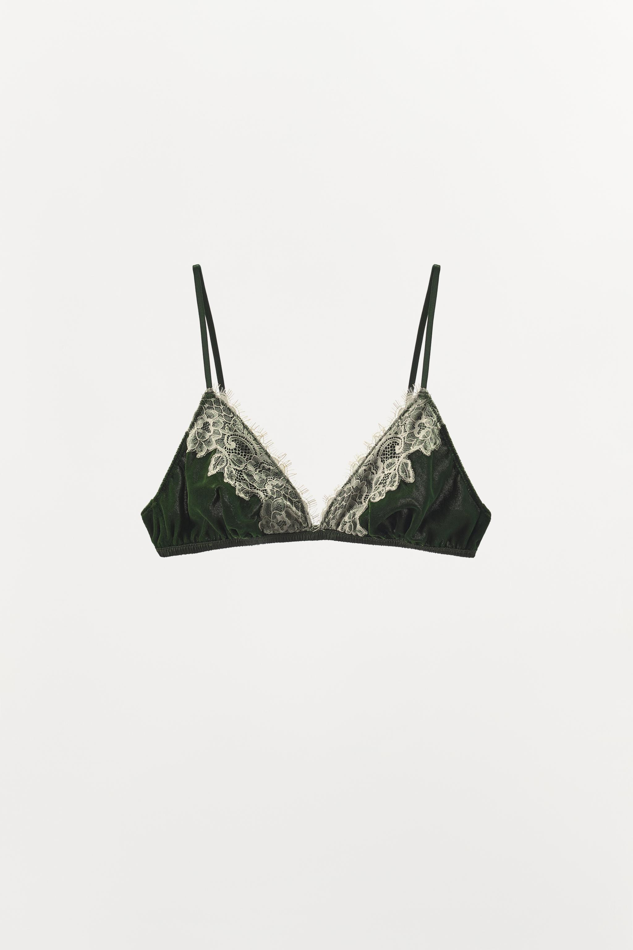 VELVET LACE TRIANGLE BRALETTE | Zara US
