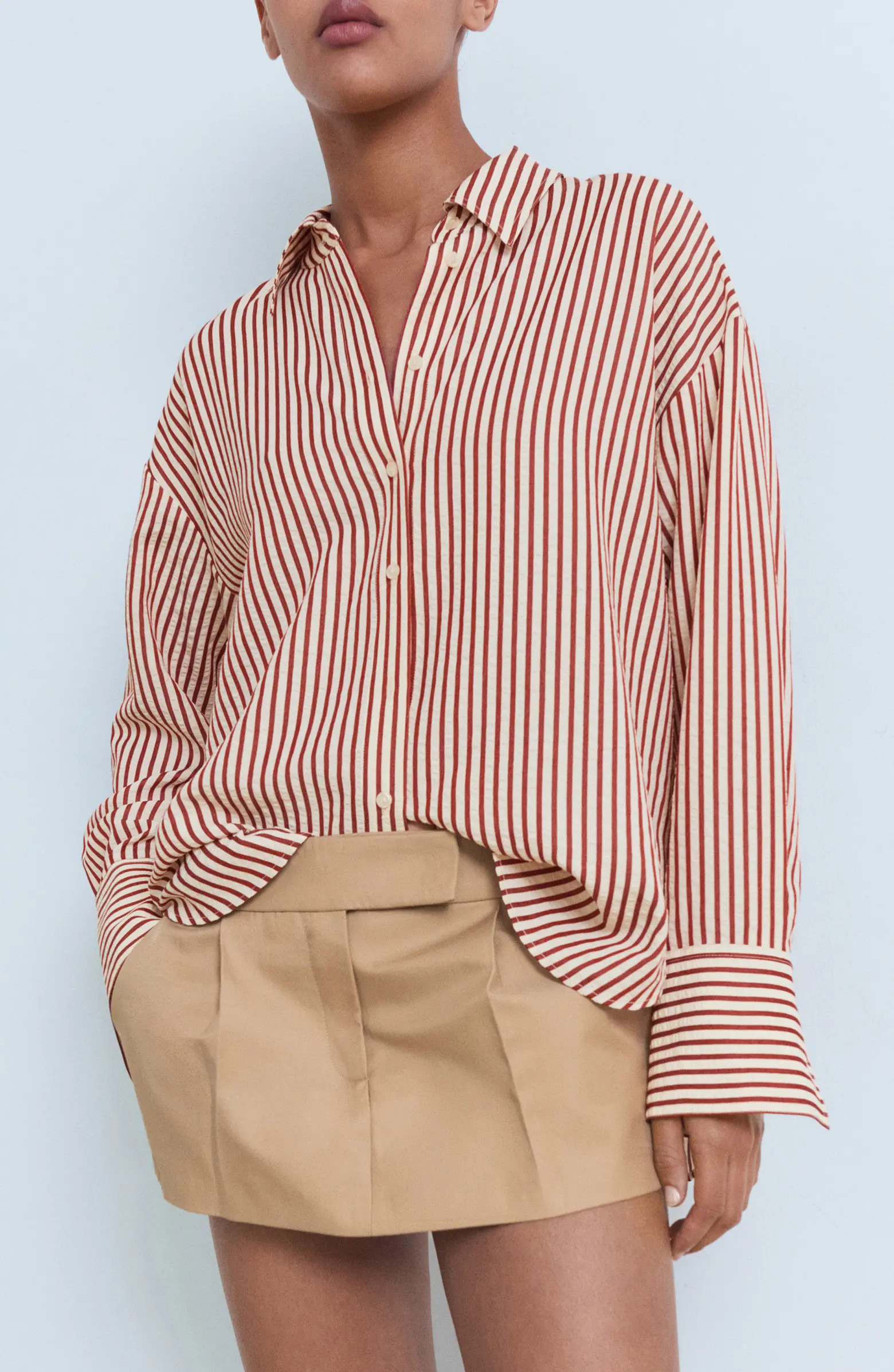 MANGO Stripe Button-Up Shirt | Nordstrom | Nordstrom