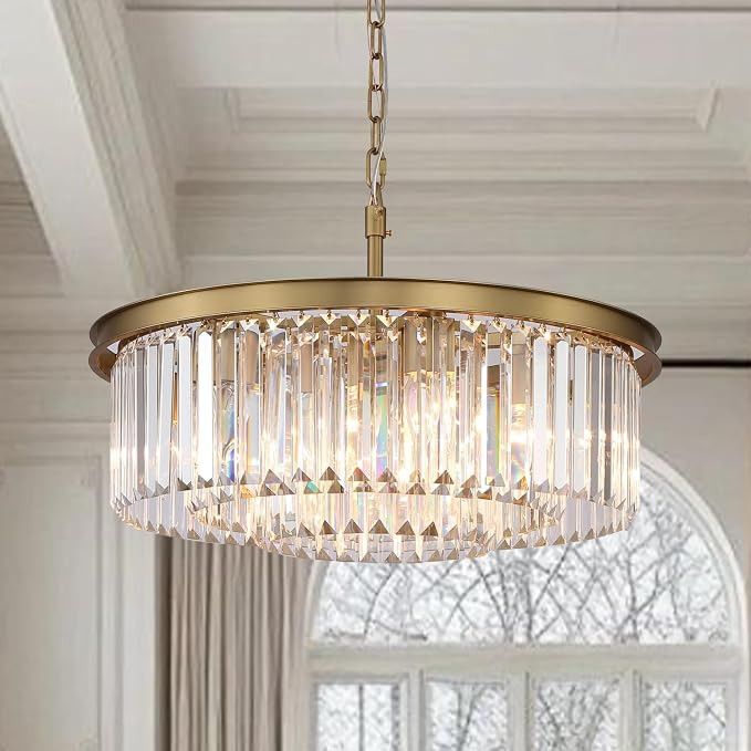 Crystal Chandelier Modern Chandelier Chandeliers for Dining Room Living Room 8-Lights 3-Tier Rain... | Amazon (US)