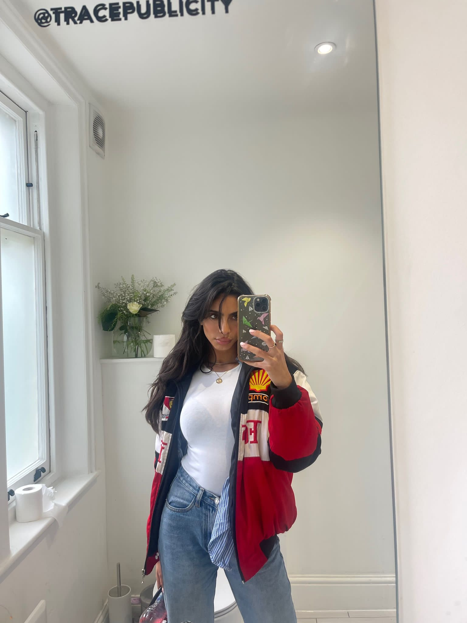 Racer bomber jacket, white cap sleeve t-shirt, light wash mom jeans, PLT, H&M 

#LTKstyletip #LTKSeasonal #LTKeurope