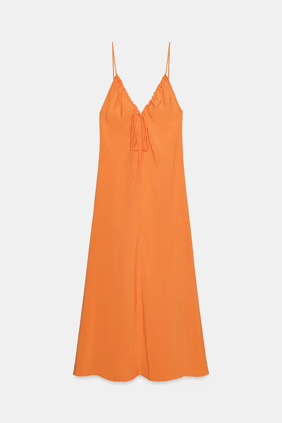 FLOWY TIED MIDI DRESS | Zara US