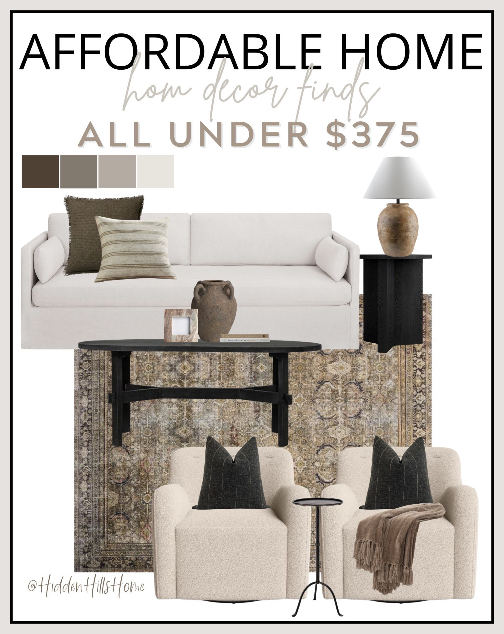 Affordable living room decor finds under $375! Home decor finds on a budget! Budget friendly home decor inspiration! Living room mood board #livingroom

#LTKHome #LTKSaleAlert #LTKSeasonal