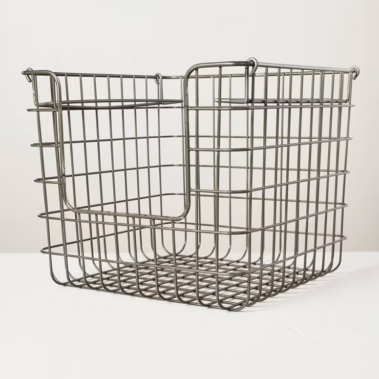 Wire Storage Stacking Basket Pewter - Hearth & Hand™ with Magnolia | Target