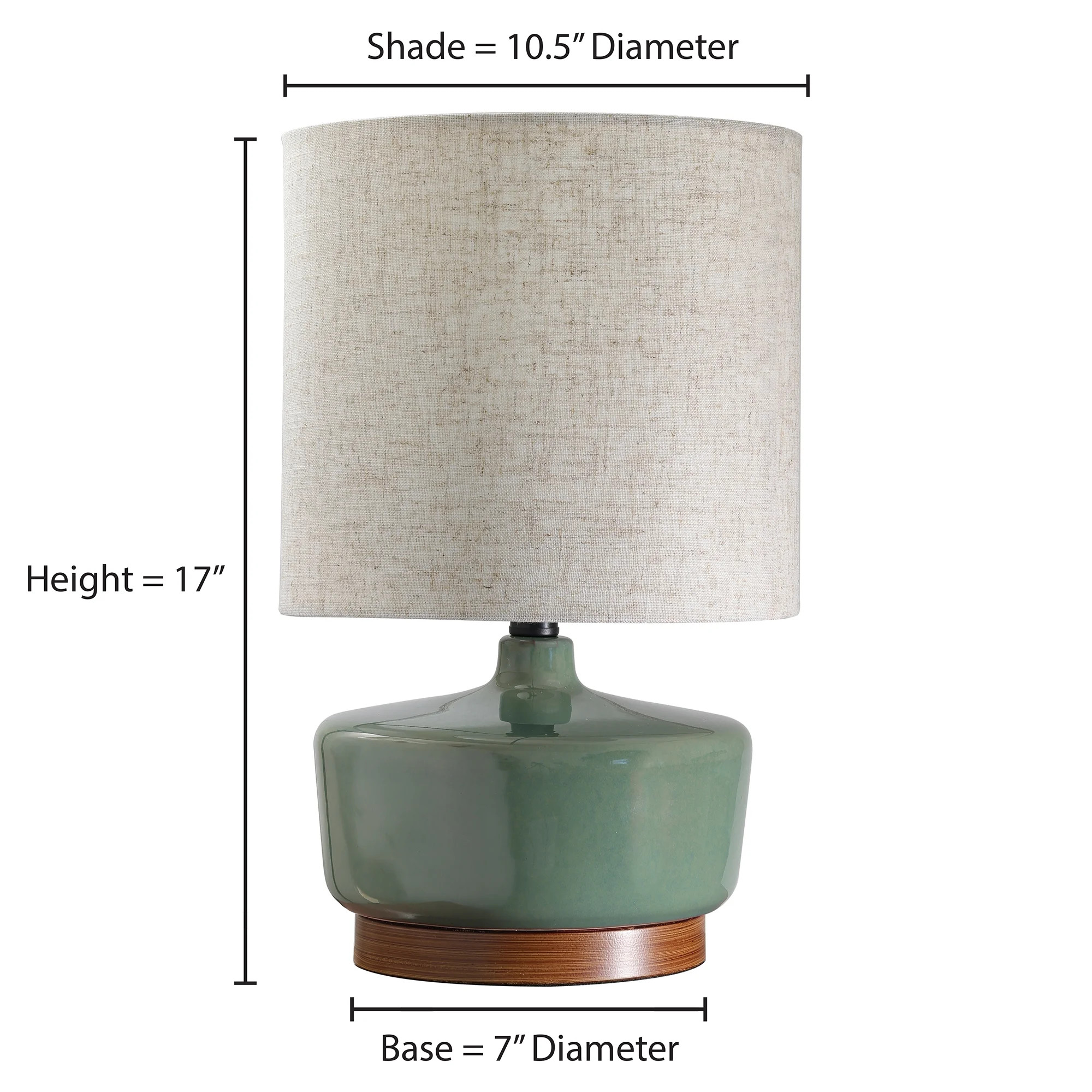 Better Homes & Gardens 17" Tall Modern Mid-Century Ceramic Table Lamp with Wood Base | Walmart (US)