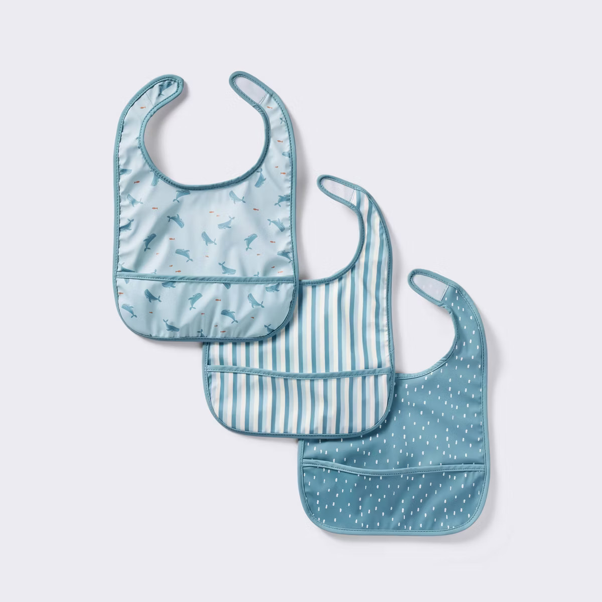 Water-Resistant Bibs - 3pk - Whales/Stripes/Dots - Cloud Island™ | Target