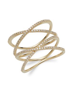 14K Yellow Gold & Diamond Criss Cross Ring/Size 7 | Saks Fifth Avenue OFF 5TH