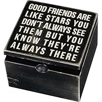 Primitives by Kathy 18192 Classic Hinged Wood Box, 4 x 4 x 2.75-Inches, Good Friends Are Like Sta... | Amazon (US)