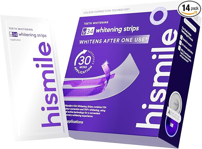 Hismile V34 Whitening Strips, Teeth Whitening Strips, Purple Tooth Whitening, Tooth Stain Treatme... | Amazon (US)