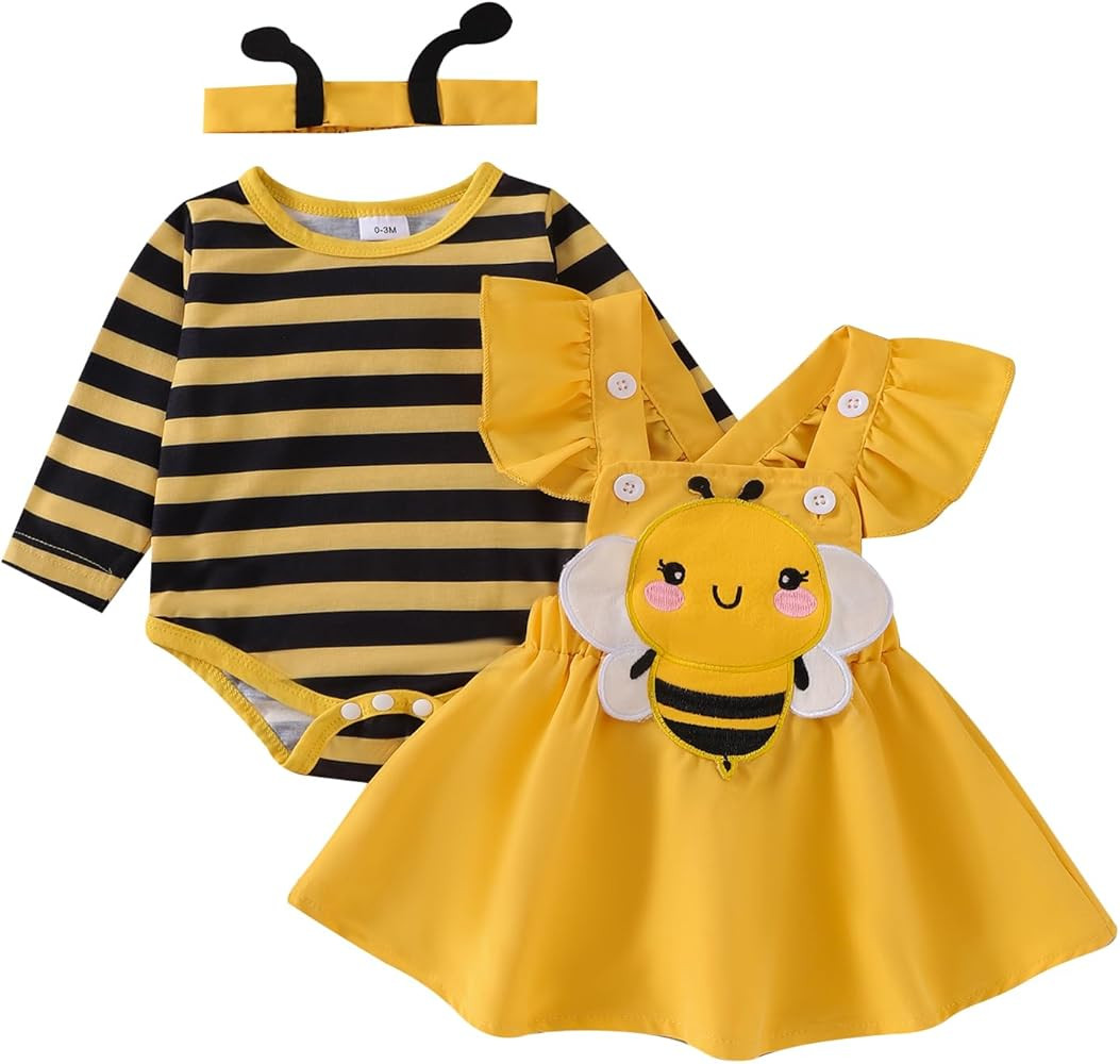 Traje de Halloween para bebé recién nacida, mameluco de manga larga, falda con tirantes, diadem... | Amazon (US)