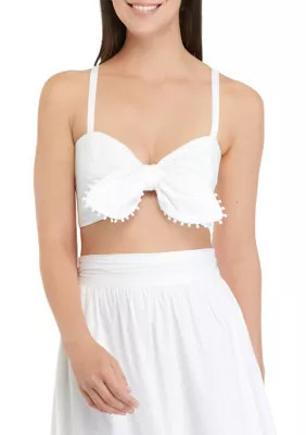 SOUTHERN FROCK Women's Mini Crop Top with Tie, White, Large | Belk