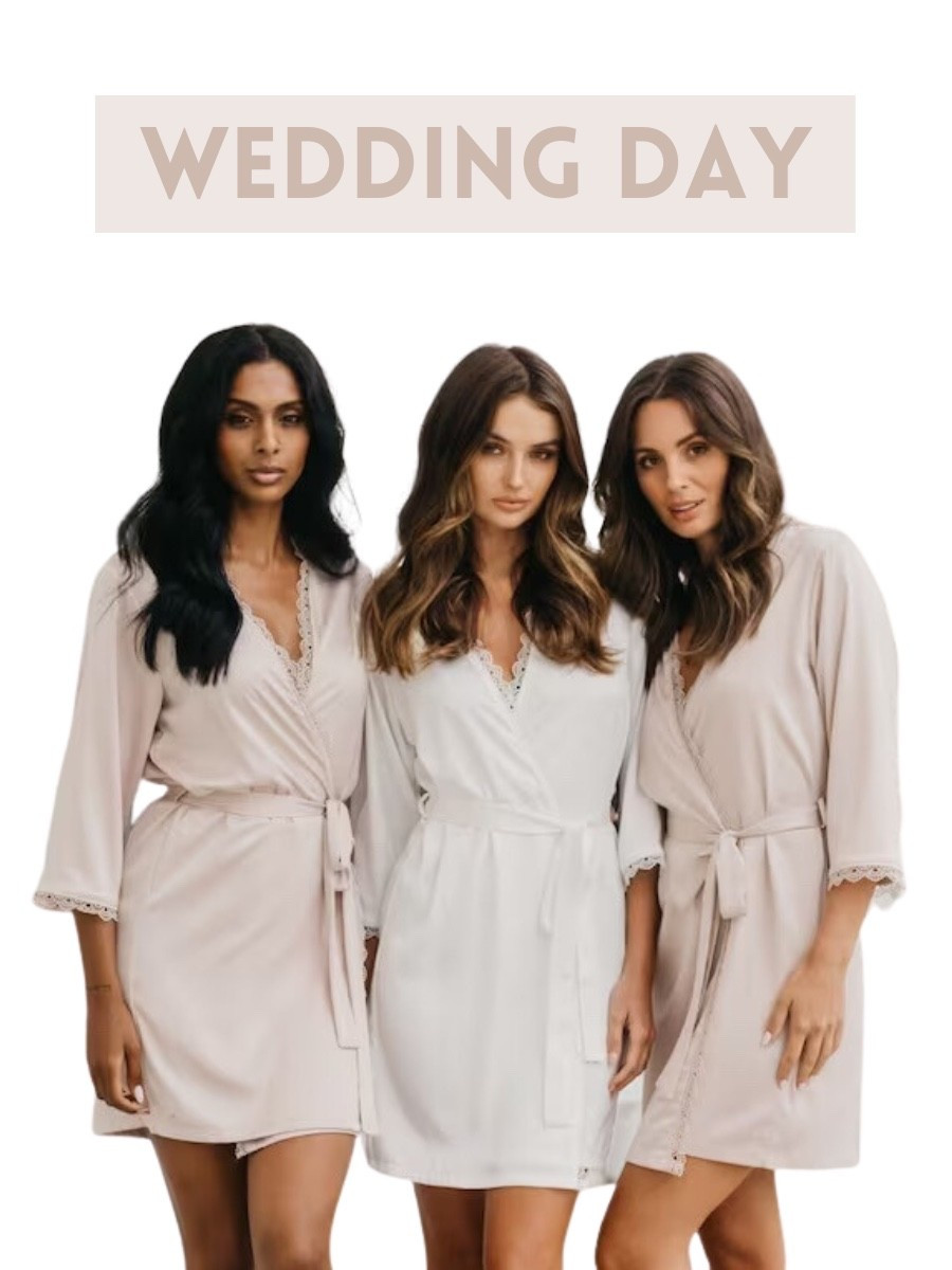 Neutral wedding day. Getting ready photos. Bridesmaid robes.

#LTKWedding #LTKSeasonal #LTKFindsUnder100