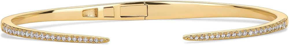 PAVOI 14K Gold Plated Cubic Zirconia Claw Bangle Bracelet | Elegant CZ Cuff Bracelets for Women | Amazon (US)