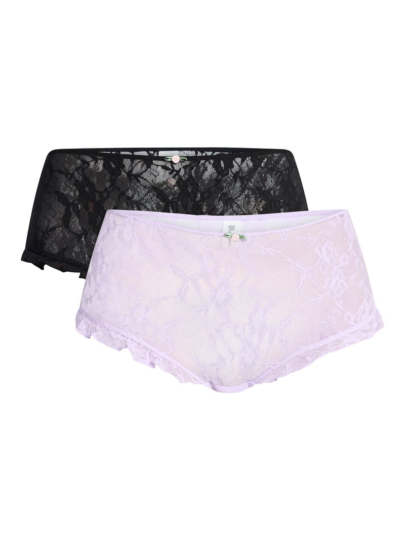 No Boundaries Lace Boyshort Panties, 2-Pack, Women's XS-XXXL | Walmart (US)