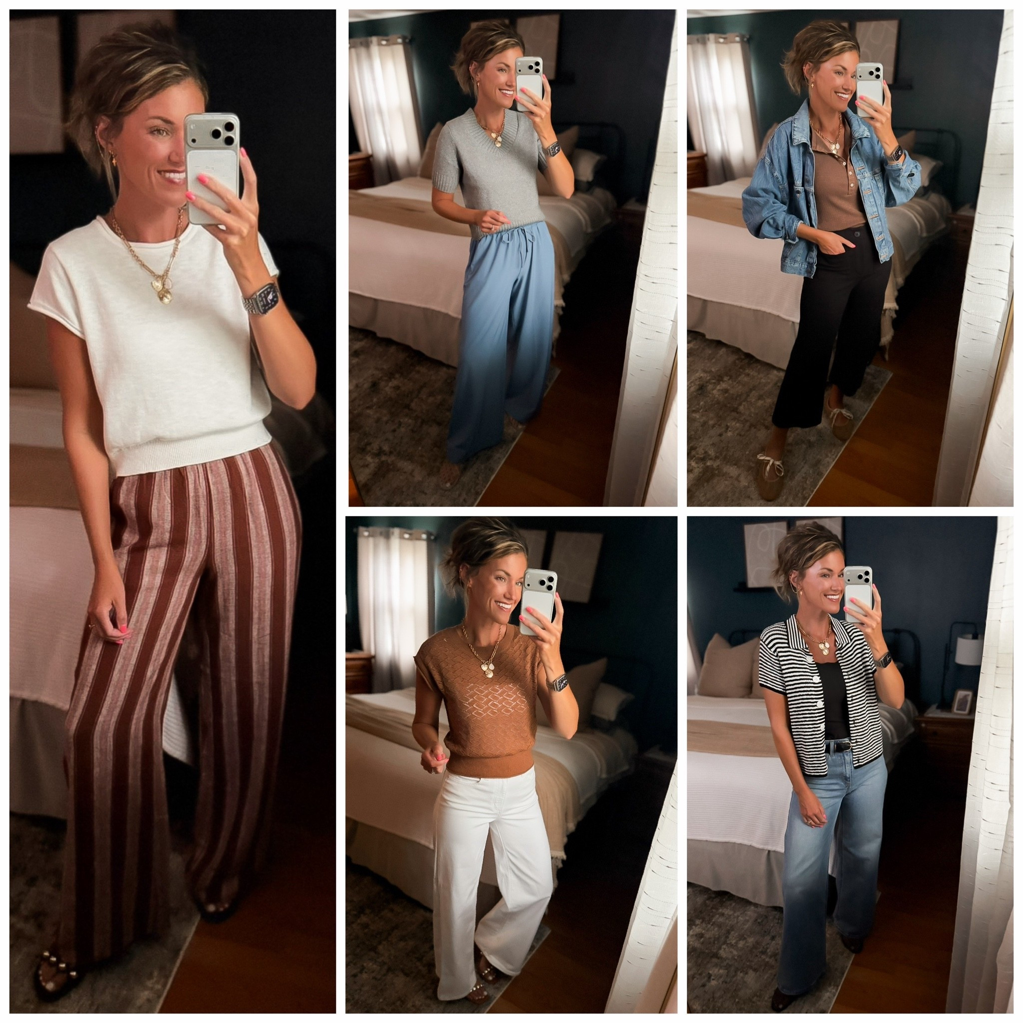 5 casual workwear looks from Target 🎯 
Striped pants/ small
Jeans/ 8 regular length
Blue pants/ medium
Tops/ small
Jacket/ small
@Target

#LTKSeasonal #LTKWorkwear