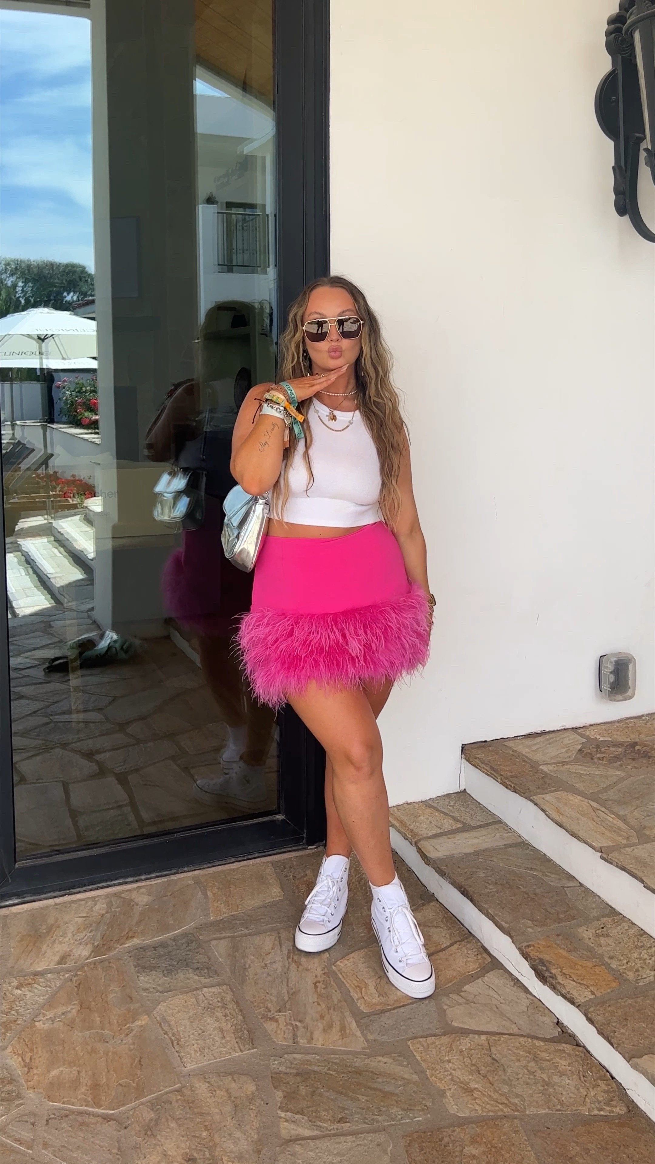 Hot pink shop feather skirt