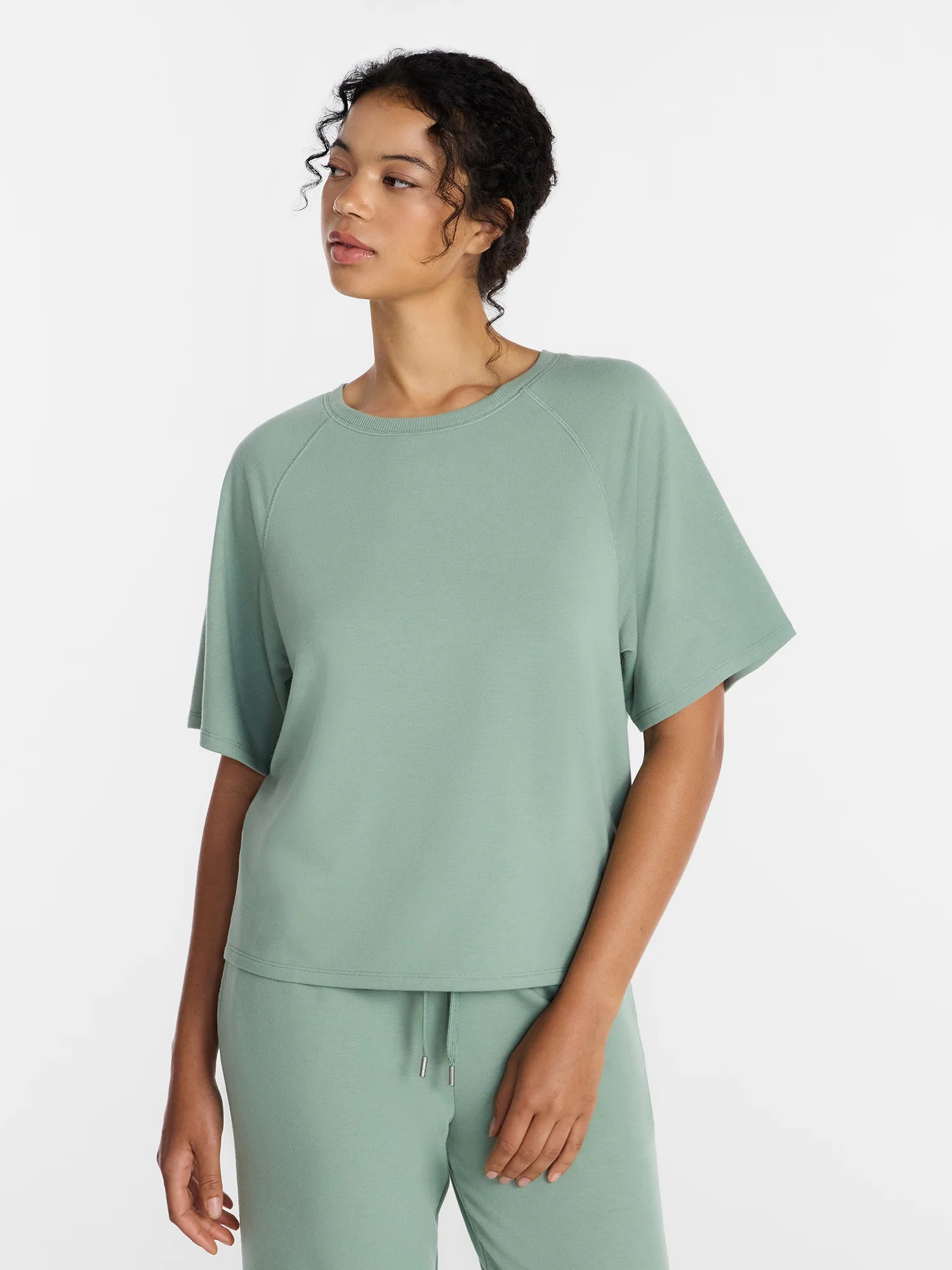 Joyspun Women's French Terry Knit Sleep Top with Short Sleeves, Sizes XS-3X | Walmart (US)