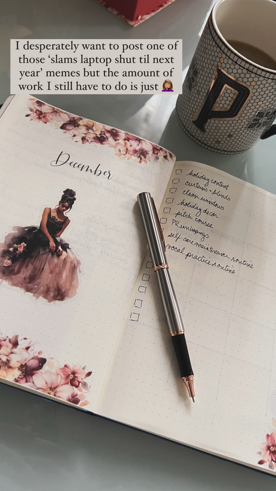 I’m still working on this Friday before Christmas 🤦🏽‍♀️ 
.
.
.

Journal, journals, journaling, bujo, bullet journal, planners, planner stickers, esthetic journals, rose gold pens, monogram mugs, Anthropologie, Amazon finds 

#LTKSeasonal #LTKHome #LTKHoliday