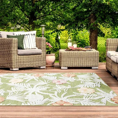 Tropical Leaf Floral Outdoor Area Rug | Wayfair North America