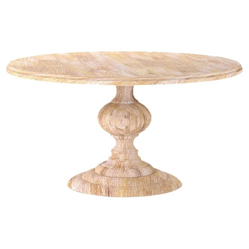 Frida French Country Brown Mango Wood Round Dining Table - 60"W | Kathy Kuo Home