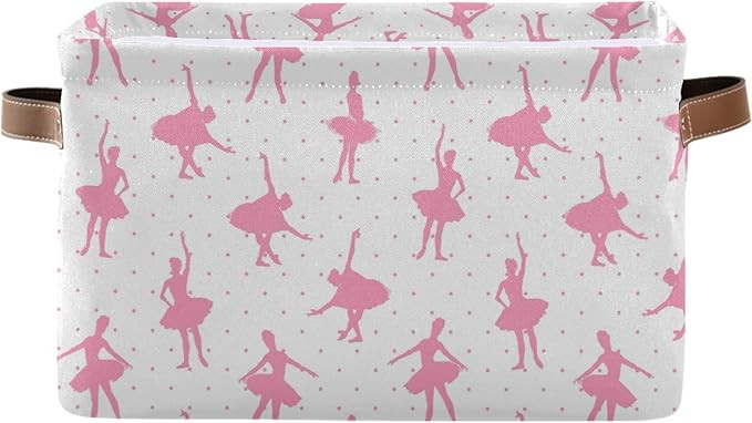 susiyo Large Foldable Storage Bin Pink Ballerinas Fabric Storage Baskets Collapsible Decorative B... | Amazon (US)