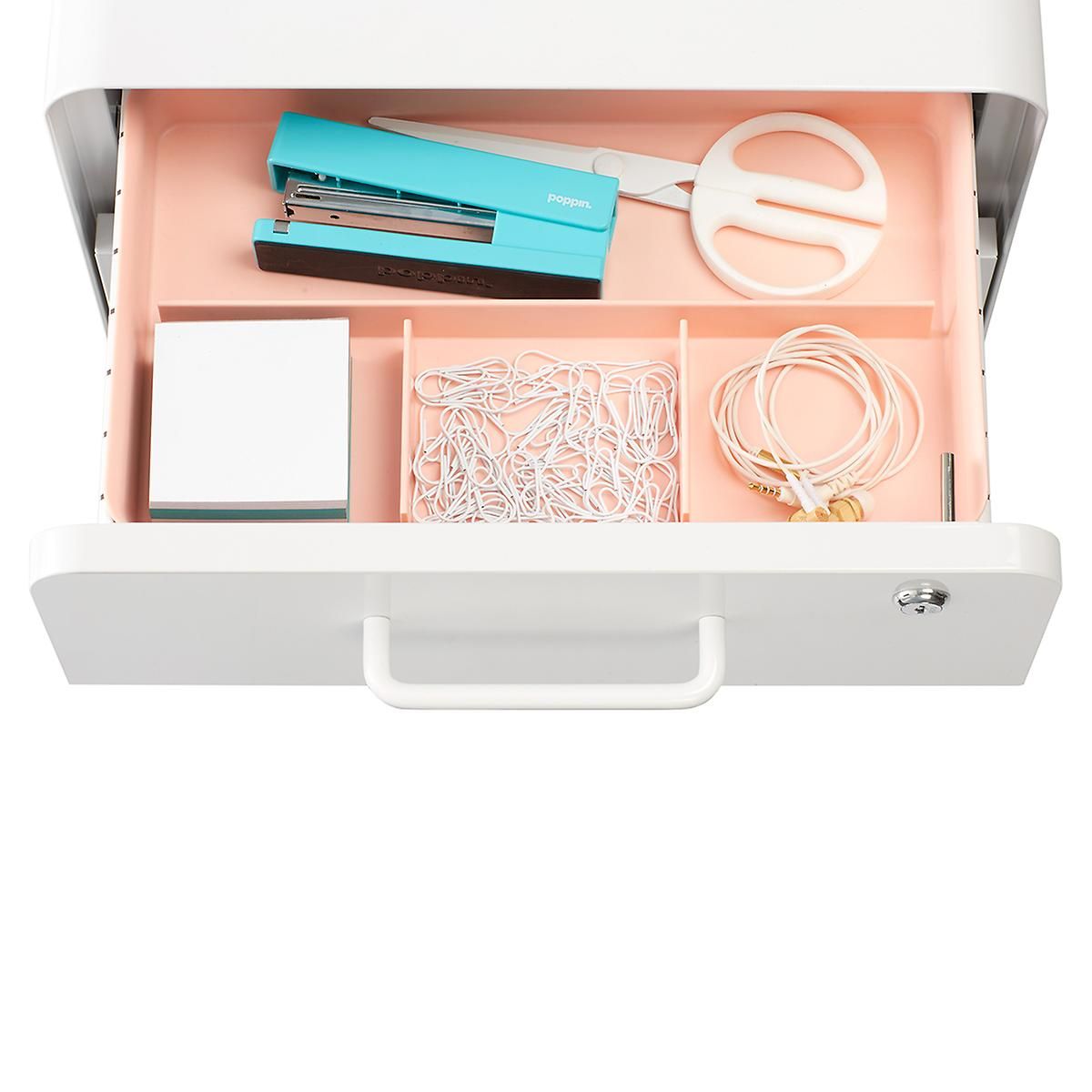 Poppin Blush 3-Drawer Stow Locking Filing Cabinet | The Container Store