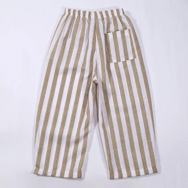 TBWNWG Toddler Boy Linen Pants,Kids Baby Girl Minimalist Striped Pants Daily Elastic Waist Pants ... | Walmart (US)