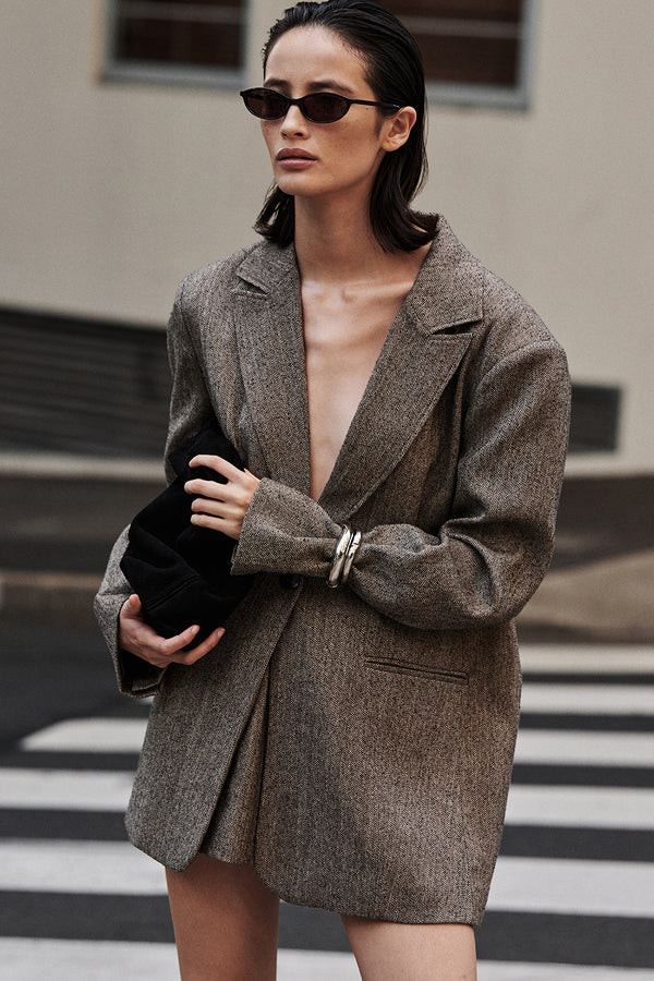 FRANKIE CHOC OVERSIZED TWEED BOYFRIEND BLAZER | DISSH