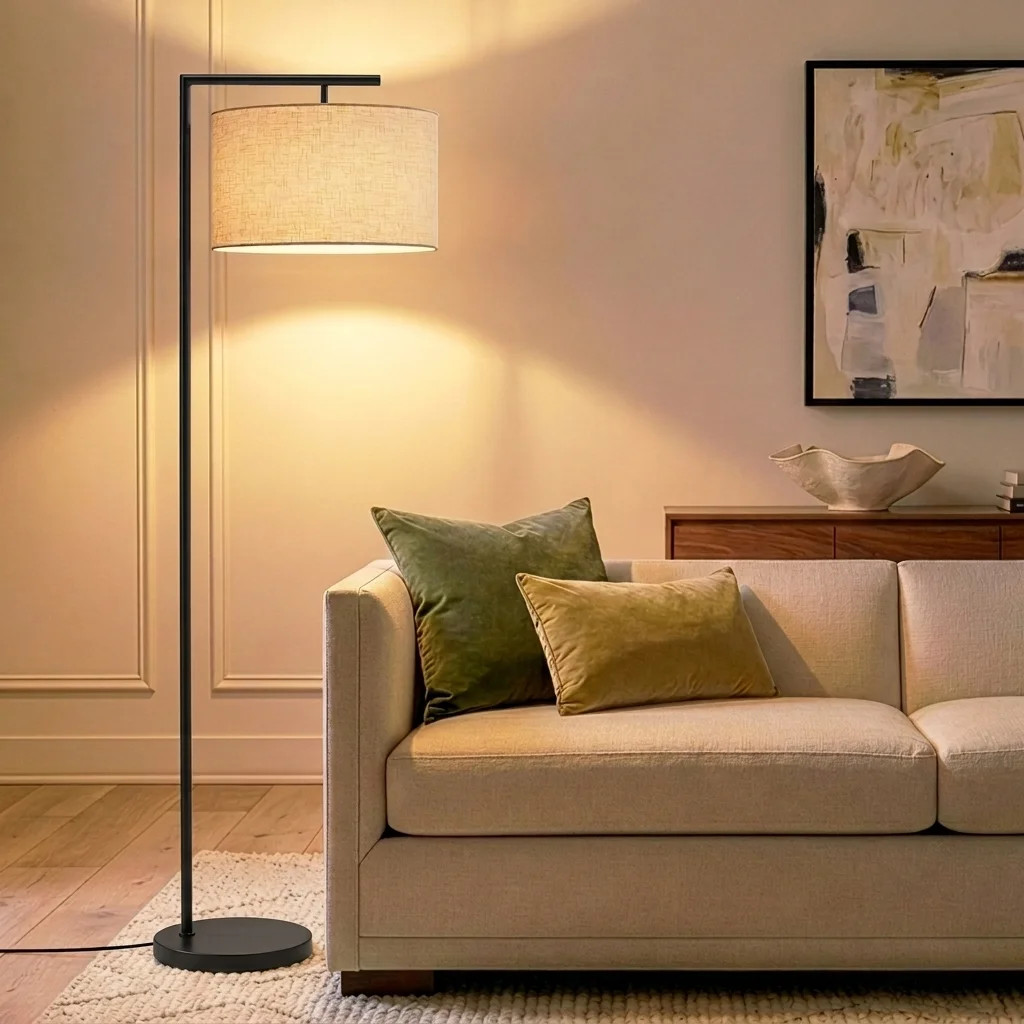 Brightech Montage Modern 60 in. Mid-Century Modern LED Floor Lamp with Fabric Drum Shade & Review... | Joss & Main