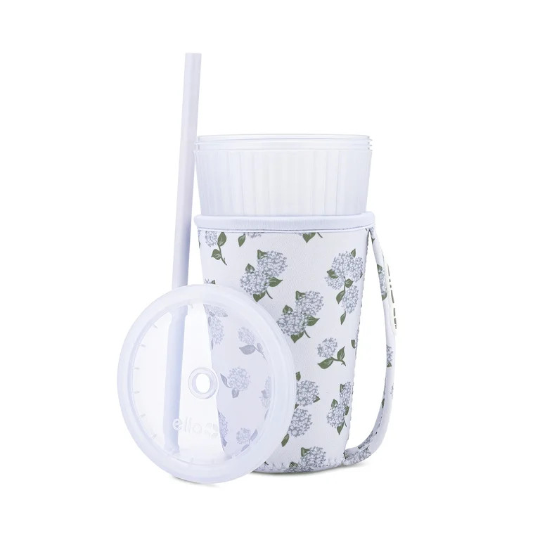 Ello Iced Coffee Cooler 24Oz Plastic Blue Hydrangea | Walmart (US)
