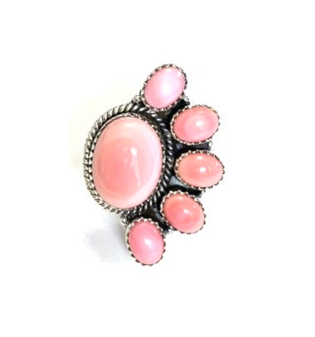Pink Queen Conch Half Cluster 925 Sterling Silver Ring Size 7 or 8 | Etsy (US)