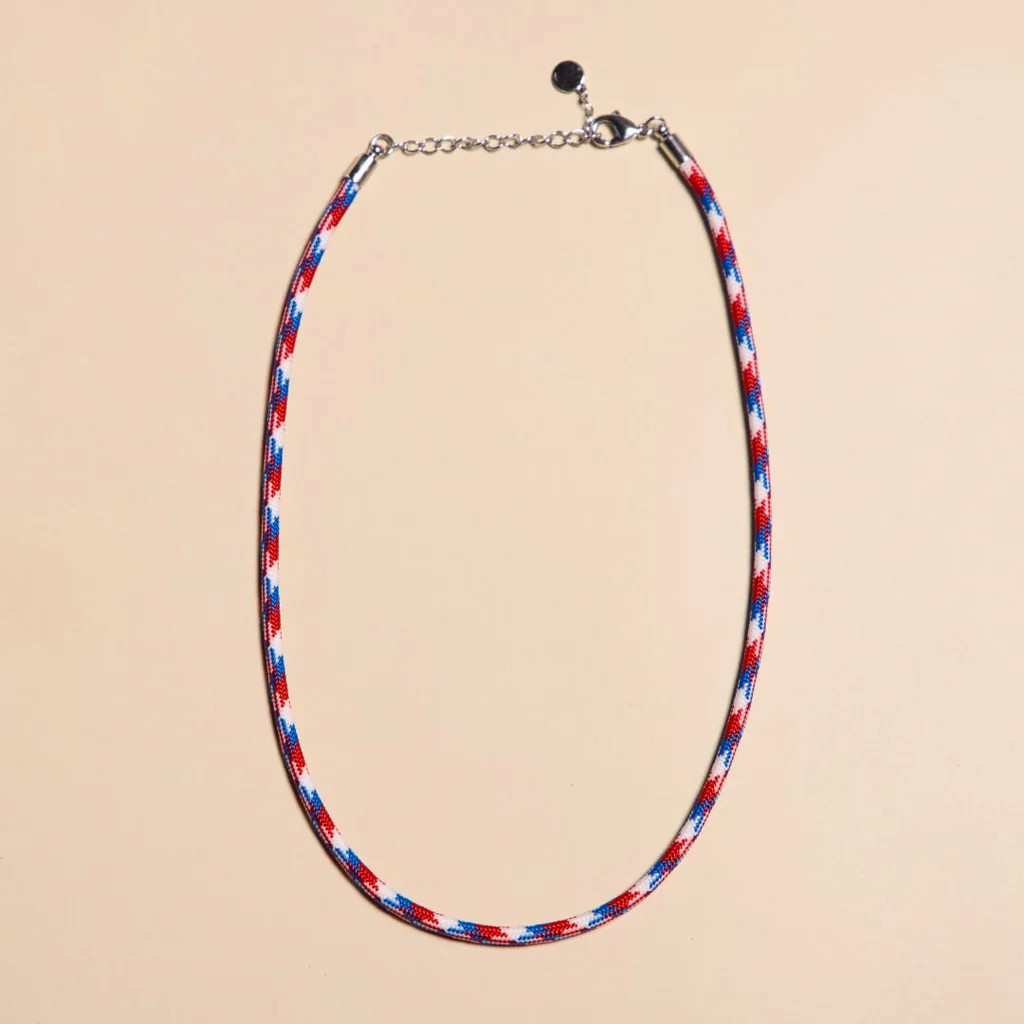 Red White & Blue Minimalist Paracord Necklace | Nickel and Suede