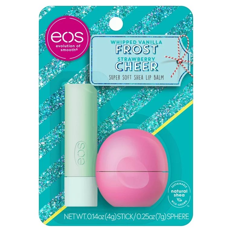 ($4.99 Value) eos Holiday Lip Balm Stick and Sphere , Whipped Vanilla Frost and Strawberry Cheer ... | Walmart (US)