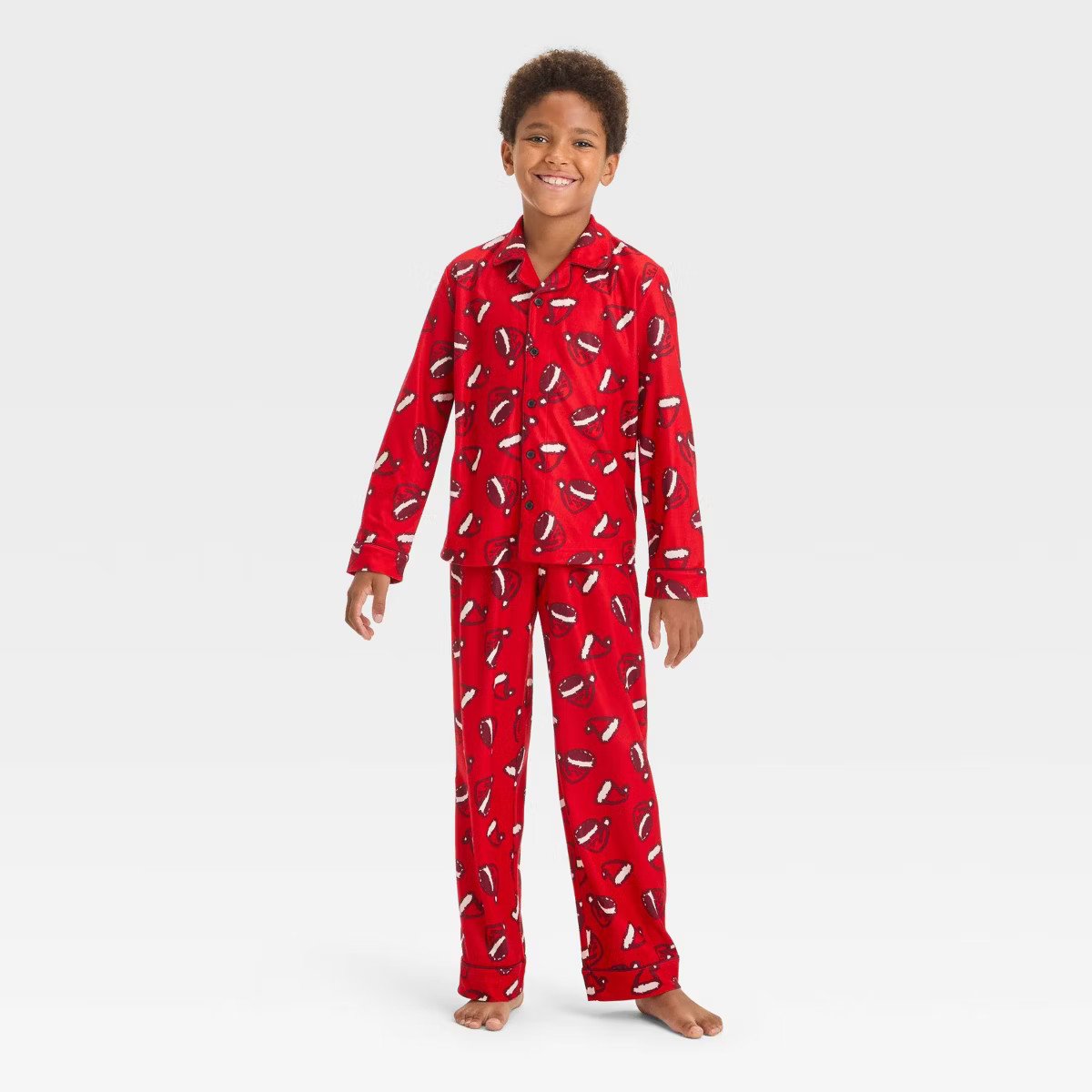 Boys' 2pc 'Santa Hat' Long Sleeve Coat Pajama Set - Cat & Jack™ Red | Target