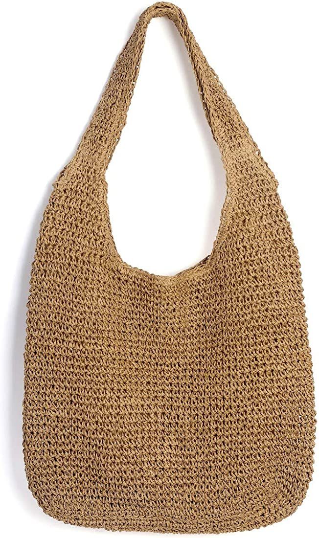 Ayliss Women Straw Woven Summer Beach Bag Tote Shoulder Handmade Weaving Handbag | Amazon (US)