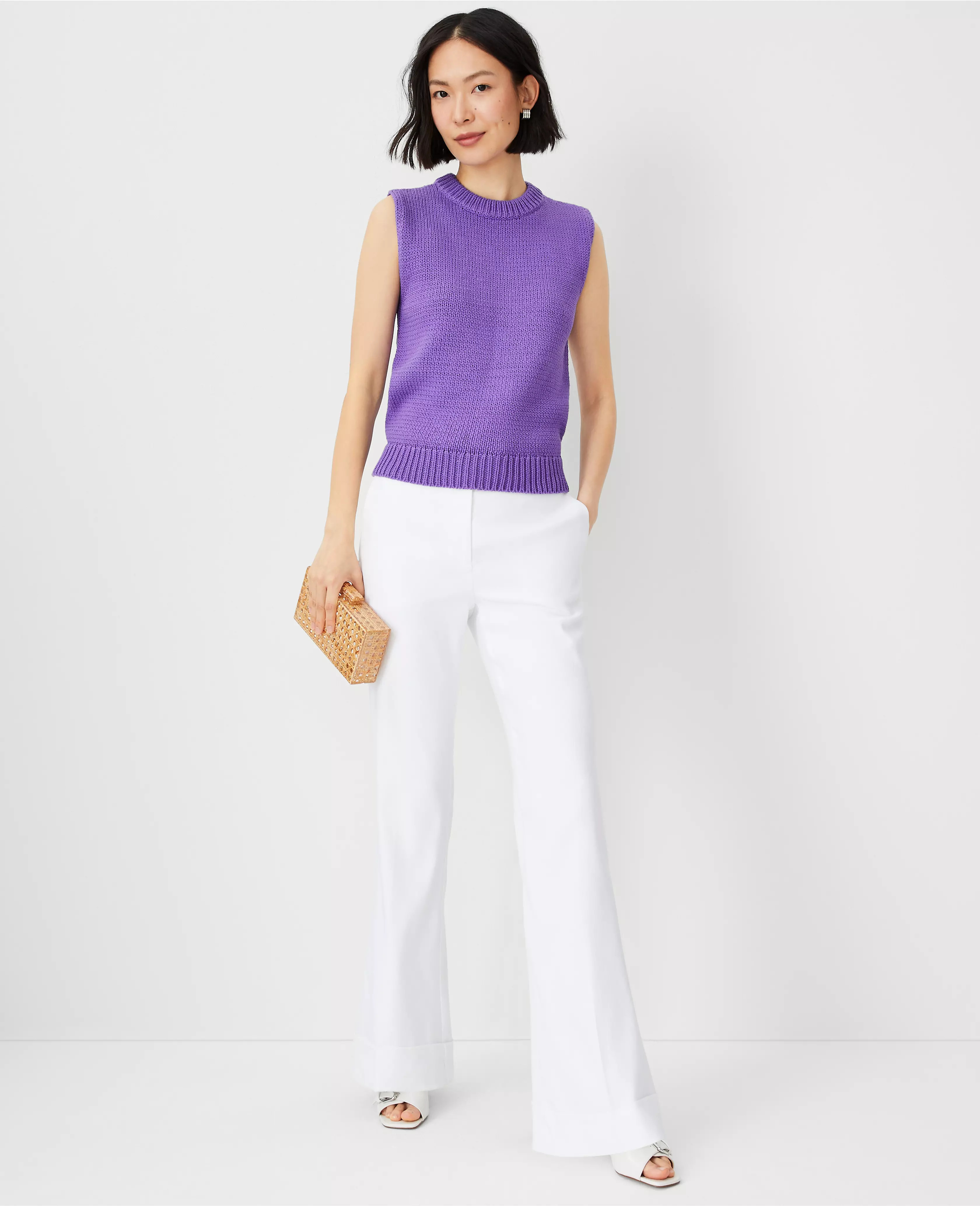 The Tab Waist Cuffed Trouser Pant in Linen Twill | Ann Taylor (US)
