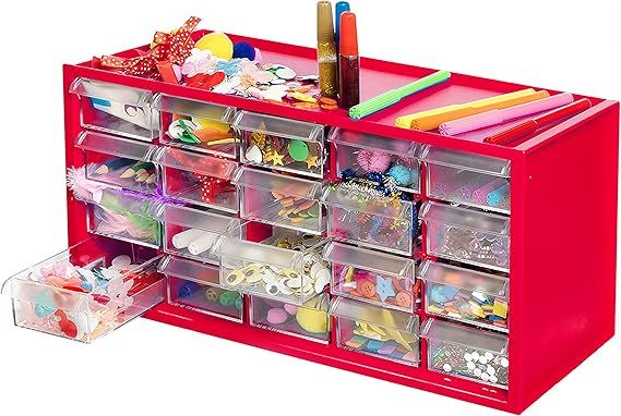 Arts & Crafts Supply Center Complete with 20 Filled Drawers of Craft Materials | Amazon (US)