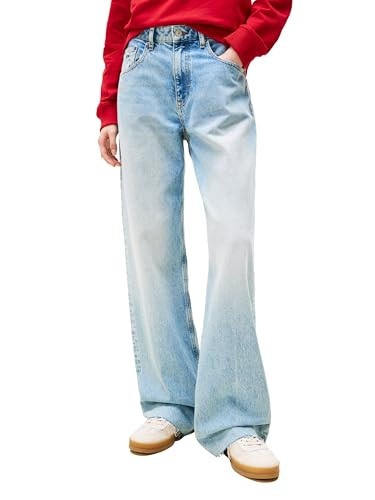 Tommy Jeans Womens Mia Mid Rise Relaxed Straight Jean, Denim MID Light Blue 31x30 | Amazon (US)