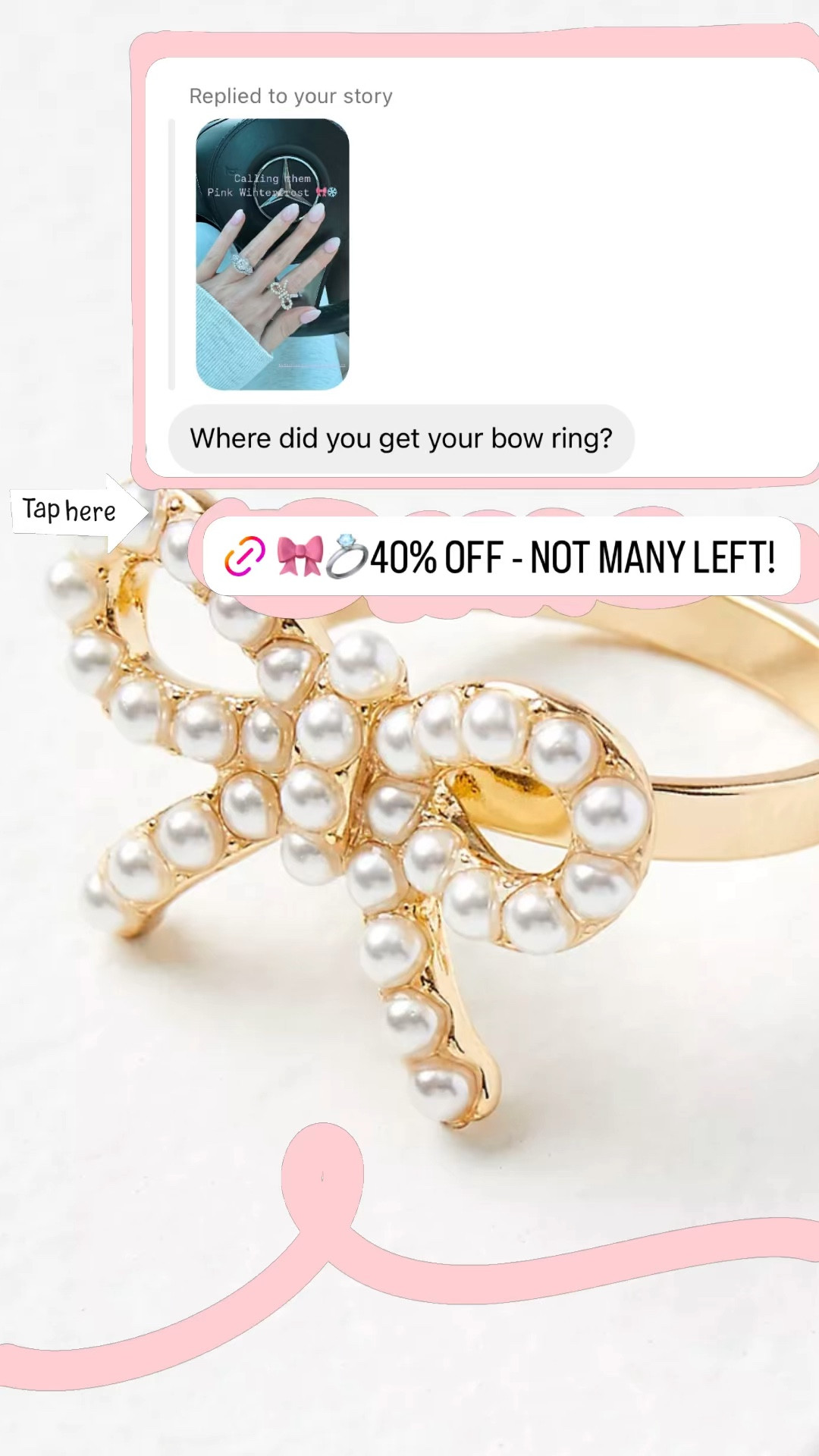 The prettiest pearl bow ring there was 😍 and it’s on sale 40% off. This WILL sell out! Already not many sizes left! Would be a great gift too  

#LTKGiftGuide #LTKCyberWeek #LTKHoliday