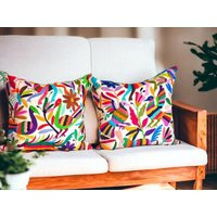 Sweet Otomi Multicolor Pillow Sham - Price Per Each One Different Sizes Hand Embroidered Mexican Pillow Cover | Etsy (US)
