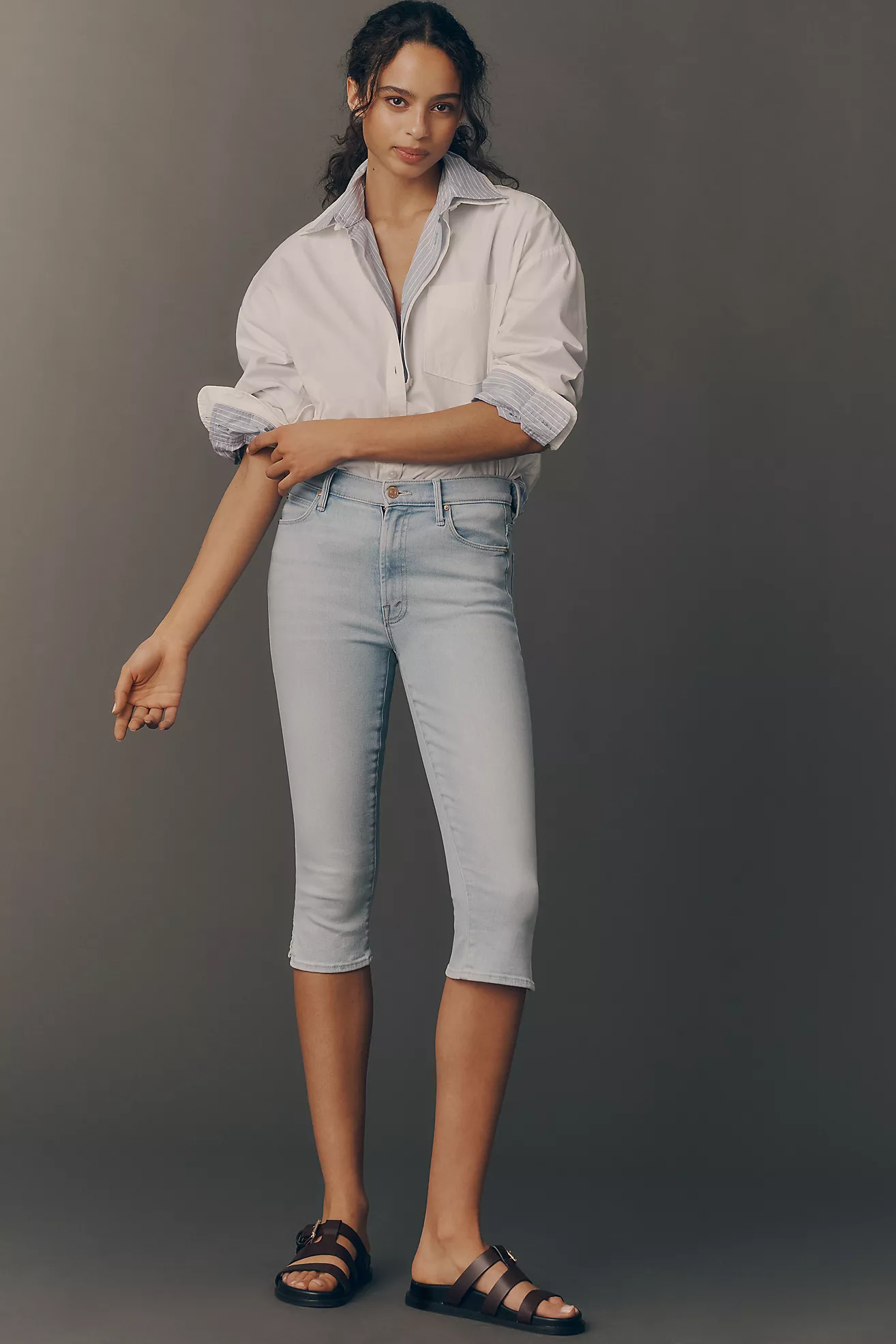 MOTHER Stunner Zip Bunny Mid-Rise Pedal Pusher Jeans | Anthropologie (US)