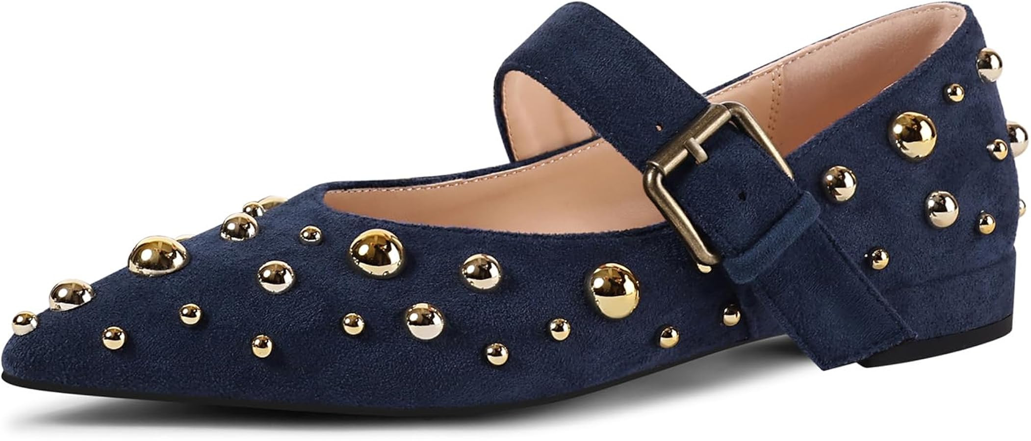Women's Studded Flats Pointed Toe Mary Jane Flat Shoes | Amazon (US)