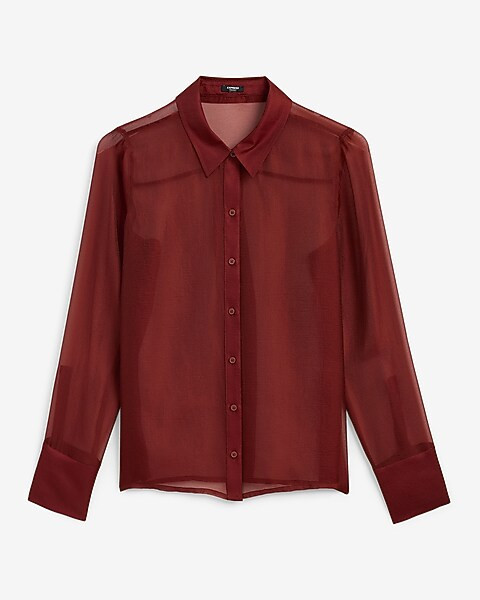 Sheer Crepe Portofino Shirt | Express