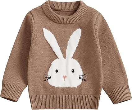 KMBANGI Newborn Toddler Baby Boy Girl Easter Sweater Bunny Carrot Knit Sweatshirt Long Sleeve Pul... | Amazon (US)