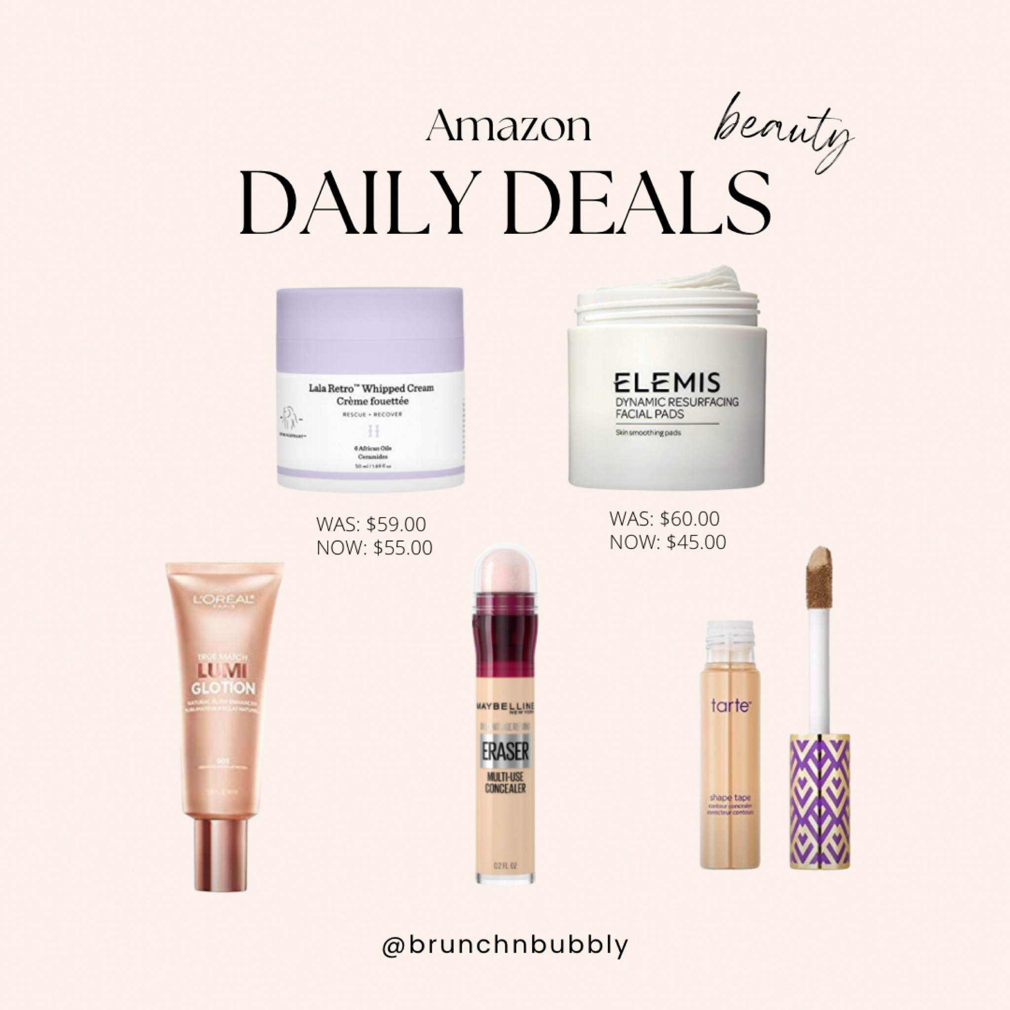Amazon Daily Deals! Trendy Drunk Elephant moisturizer, Elemis facial pads, L’oreal glotion, Tarte concealer, and Maybelline corrector multi-usage eraser

#LTKsalealert #LTKbeauty