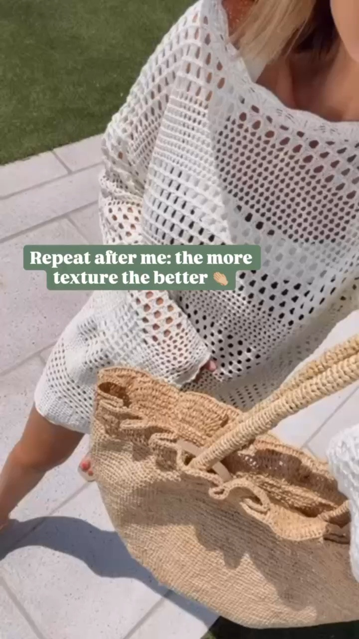 Texture on texture on texture! 😍 This raffia tote bag is a splurge, but something you can use as a summer tote, beach bag, carry on tote for traveling, etc! 

Loverly Grey, raffia tote, beach bag, cover up, straw hat, swimsuit, sandals, resort wear

#LTKSwim #LTKSeasonal