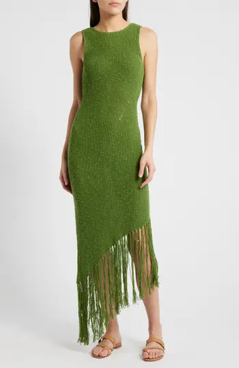 Rails Rylee Sleeveless Fringe Hem Sweater Dress in Banana Palm at Nordstrom Rack, Size Xx-Small | Nordstrom Rack